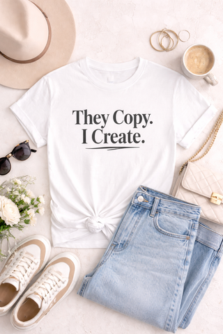 They Copy I Create Shirt, Bold Entrepreneur Mindset Graphic Tee