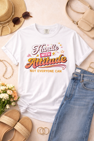 Handle With Attitude Shirt Funny Sarcastic Gift for Women Retro Graphic Tee