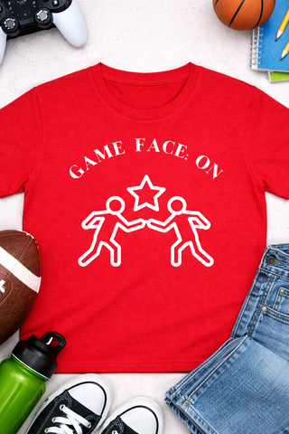 Game Face On White Graphic Shirt for Boys Youth Sports Motivational Tee