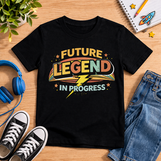 Future Legend in Progress Boys Shirt Cool Retro Lightning Tee