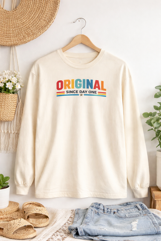 Original Since Day One Long Sleeve Tee – Birthday Gift Idea, Retro Style Shirt, Funny Unique Present