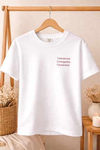 Unbothered Unstoppable Unmatched Embroidered Aesthetic Tee