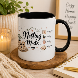 Nesting Mode Accent Coffee Mug (11, 15oz) – Cozy Self Care Vibes