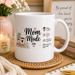 Mom Mode Ceramic Coffee Mug (11, 15oz) – Running on Coffee Gift