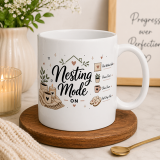 Nesting Mode Ceramic Coffee Mug (11, 15oz) – Cozy Self Care Gift