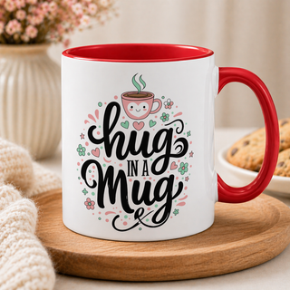 Hug in a Mug Accent Mug, Pink Interior Cute Floral Coffee Tea Cup Gift