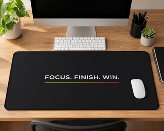 Focus Finish Win Desk Mat – Minimalist Motivational Workspace Pad