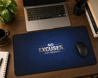 No Excuses Just Results Desk Mat – Focus & Productivity Pad