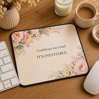 Confidence Isn’t Loud It’s Inevitable Floral Desk Mat Aesthetic Mouse Pad