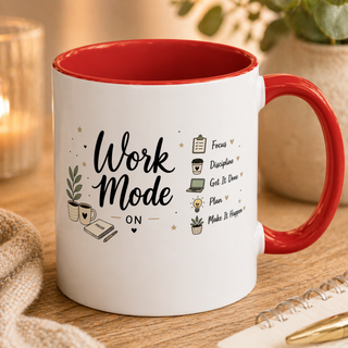 Work Mode ON Accent Coffee Mug (11, 15oz) – Productivity & Focus