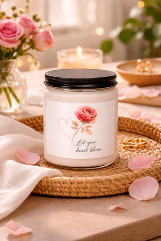 Let Your Heart Bloom Soy Candle, Calming Spa Scented Gift for Home Decor