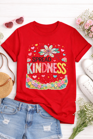 Spread Kindness Girls T-Shirt – Cute Floral Positive Kids Tee