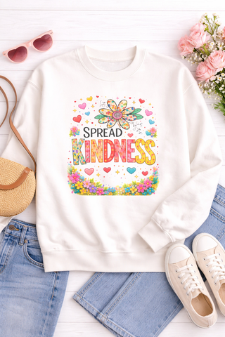 Spread Kindness Floral Youth Crewneck Sweatshirt Cute Positive Girls Gift