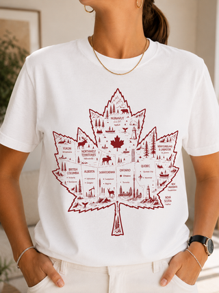 Canadian Maple Leaf Vintage Unisex Shirt Garment Dyed Heavyweight Cotton Tee