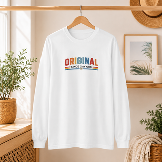Vintage Long Sleeve Shirt Original Since Day One Long Sleeve Tee – Soft Garment dyed Retro Graphic Tee