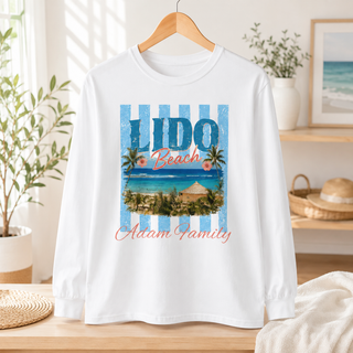 Vintage Beach Shirt – Garment Dyed Long Sleeve Retro Palm Tree Coastal Design