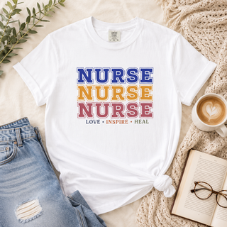 Nurse Love Inspire Heal Shirt Retro Nurse Tee RN LPN Gift Nurse Appreciation Shirt Healthcare Worker Tee Medical Professional Gift