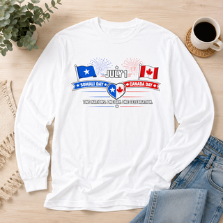 Two Nations One Day One Celebration Somalia Canada Day July 1 Long Sleeve Shirt, Somali Canadian Pride Tee, Heritage Gift