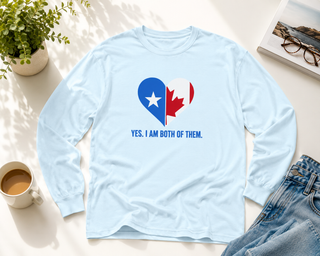 Somali Canadian Pride Long Sleeve Shirt – Yes I Am Both of Them, Somalia Canada Flag Heart Tee