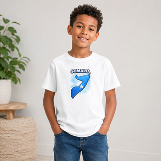 Somalia Map Youth Shirt, Somali Pride Kids Tee, Somalia Flag Outline T-Shirt, Heritage Gift for Boys Girls, Patriotic Somalia Youth Tee