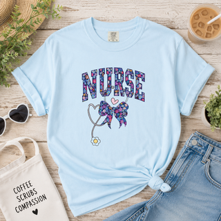 Floral Nurse Shirt Girly Nurse Tee RN LPN Shirt Stethoscope Nurse Shirt NICU ER Shirt School Nurse Shirt New Nurse Gift