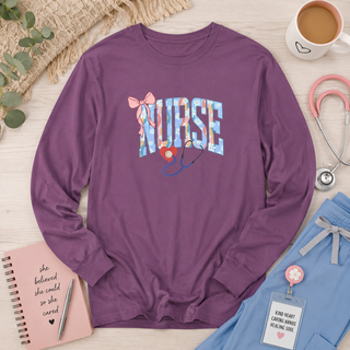 Floral Nurse Long Sleeve Shirt Girly Healthcare RN LPN NICU School Nurse Gift Tee Nurse Appreciation Gift New Nurse Gift