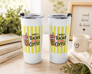 Teacher Half Coffee Shirt, Teacher Coffee Lover Tee, Funny Teacher Shirt, Iced Coffee Teacher Gift, Back to School Teacher Apparel