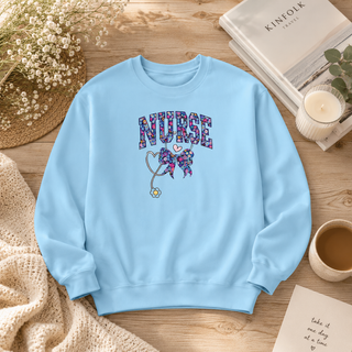 Floral Nurse Sweatshirt Cute Nurse Gift RN LPN Crewneck Nurse Appreciation Sweatshirt Healthcare Worker Gift Medical Professional Sweatshirt