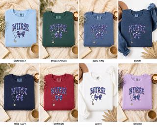 Floral Nurse Sweatshirt Cute Nurse Gift RN LPN Crewneck Nurse Appreciation Sweatshirt Healthcare Worker Gift Medical Professional Sweatshirt