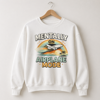 Comfort Colors Mentally On Airplane Mode Vintage Retro Airplane Sweatshirt