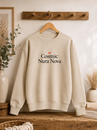 Cosmic Nura Nova Crewneck Sweatshirt, Minimal Aesthetic Graphic Pullover