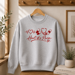 Heart of a Nurse Sweatshirt, Nurse Life Crewneck, RN Gift for Healthcare Workers