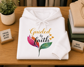 Guided by Faith Hoodie, Inspirational Floral Pullover for Women
