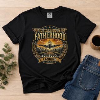 Prepared for Fatherhood Landing Shirt, New Dad Pilot Tee, Pregnancy Reveal Gift for Expecting Dad Est 2026