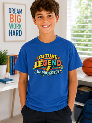 Future Legend in Progress Boys Shirt Cool Retro Lightning Tee