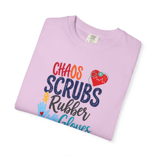 Chaos Scrubs & Rubber Gloves T-Shirt, Funny Nurse Shirt, RN LPN Gift, Healthcare Worker Tee, Nurse Appreciation Shirt, Medical Professional Gift