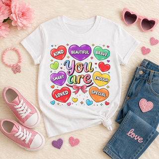 You Are Kind Brave Smart Loved Girls Cute Affirmation T-Shirt Design