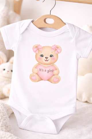 Baby Girl Teddy Bear Onesie It's a Girl Newborn Baby Shower Gift Outfit